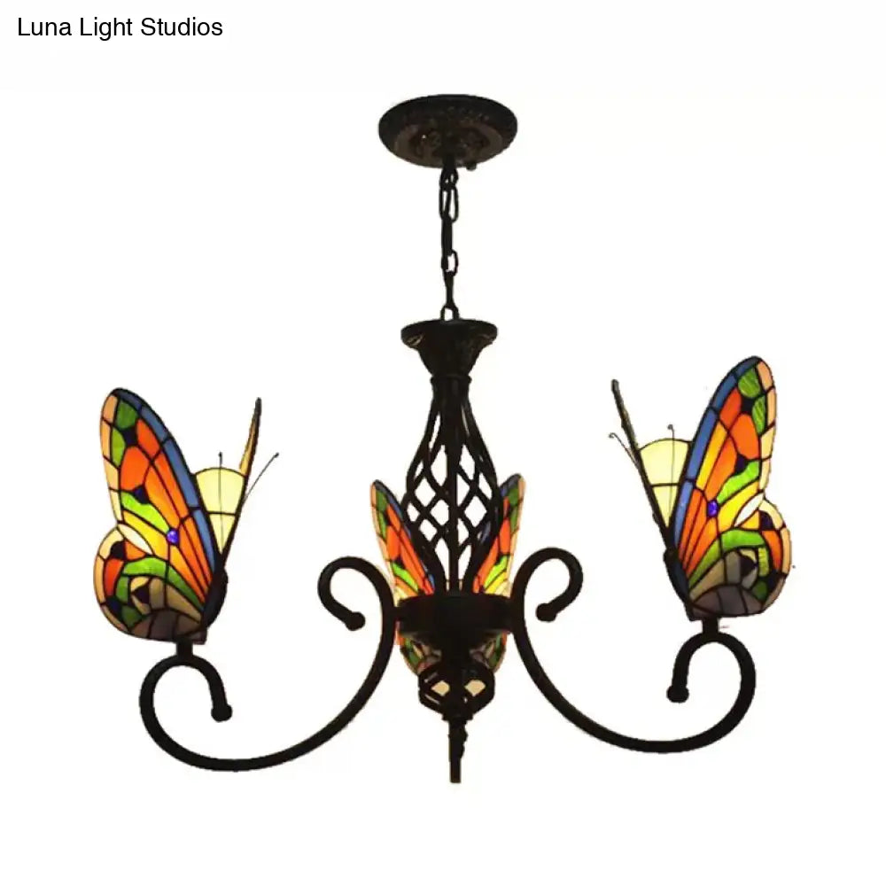 Tiffany Butterfly Chandelier: Exquisite Stained Glass Pendant Light For Dining Room