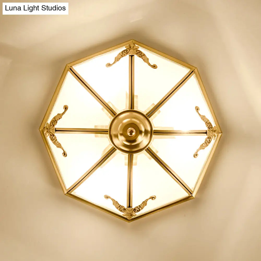 Traditional Flush Mount Ceiling Light For Dining Rooms - Dome Frosted Glass Shade