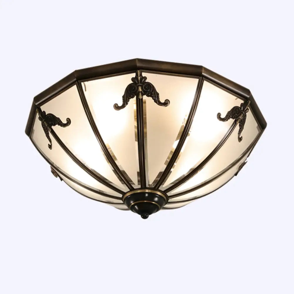 Traditional Flush Mount Ceiling Light For Dining Rooms - Dome Frosted Glass Shade Black / 18’