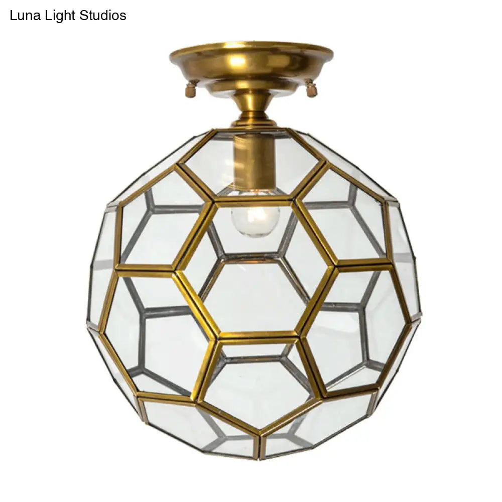 Traditional Glass Semi Flush Ceiling Lamp In Brass - Clear/Cream/Textured White 8 - 16’ Wide