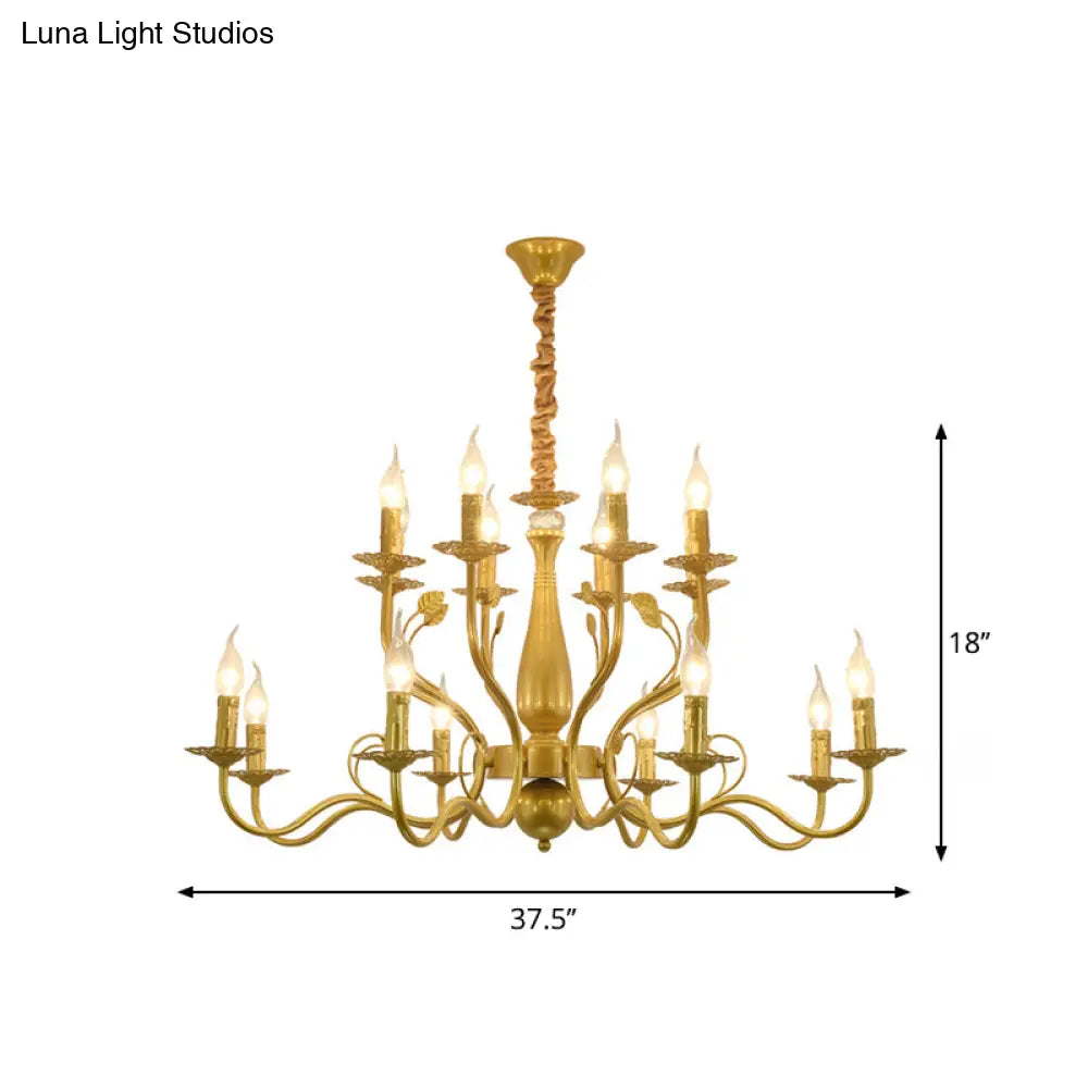 Traditional Gold Chandelier With Swooping Arms - 6/12/16 Lights Pendant Lamp