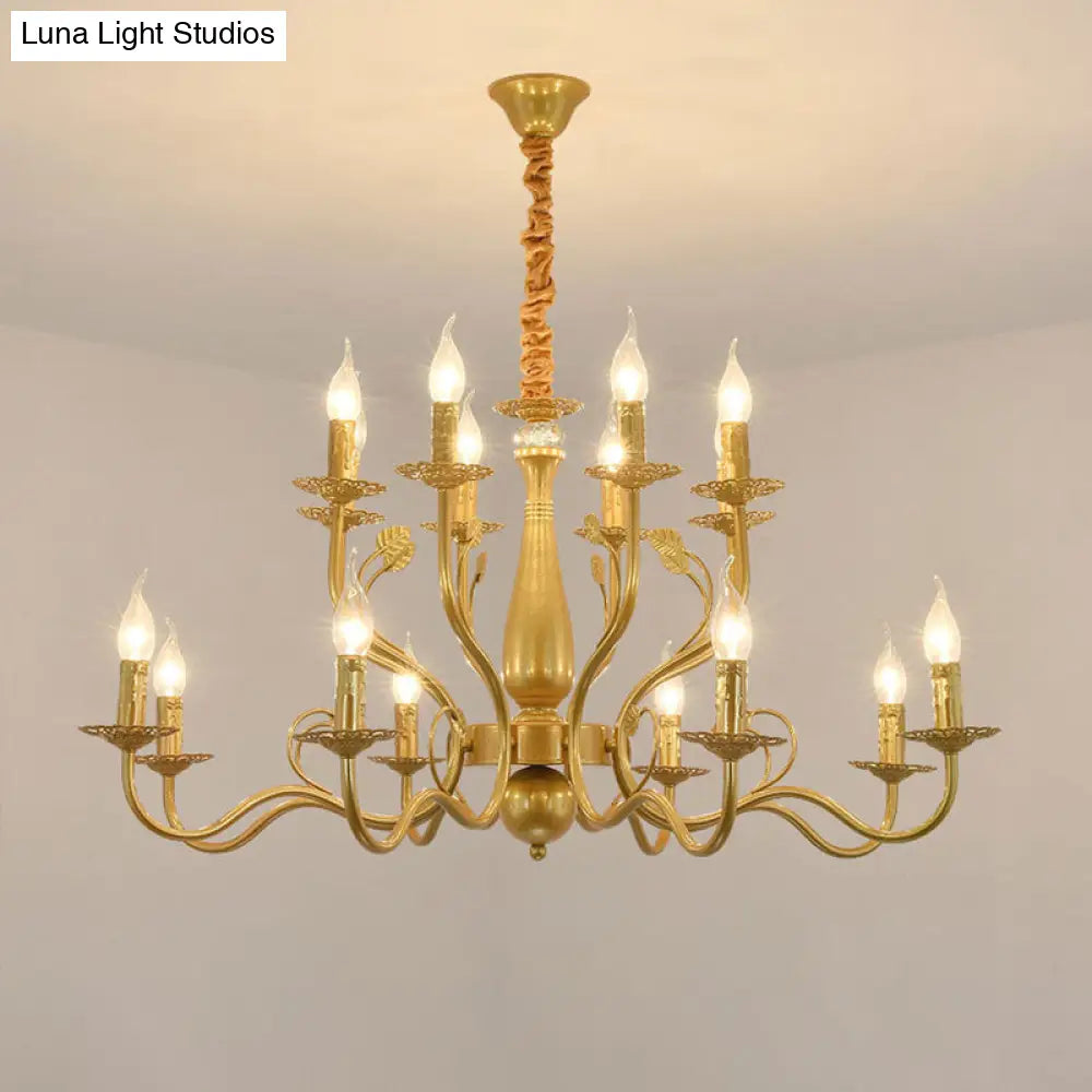 Traditional Gold Chandelier With Swooping Arms - 6/12/16 Lights Pendant Lamp