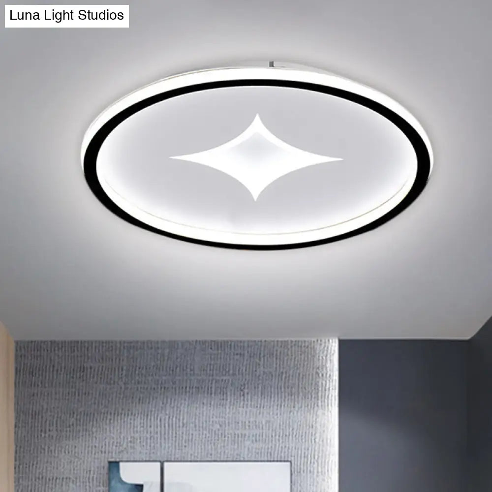 Ultra Slim Metal Led Ceiling Light In Black/Gold Warm/White - 16’/19.5’ Contemporary Flush