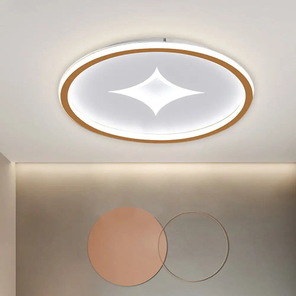 Ultra Slim Metal Led Ceiling Light In Black/Gold Warm/White - 16’/19.5’ Contemporary Flush