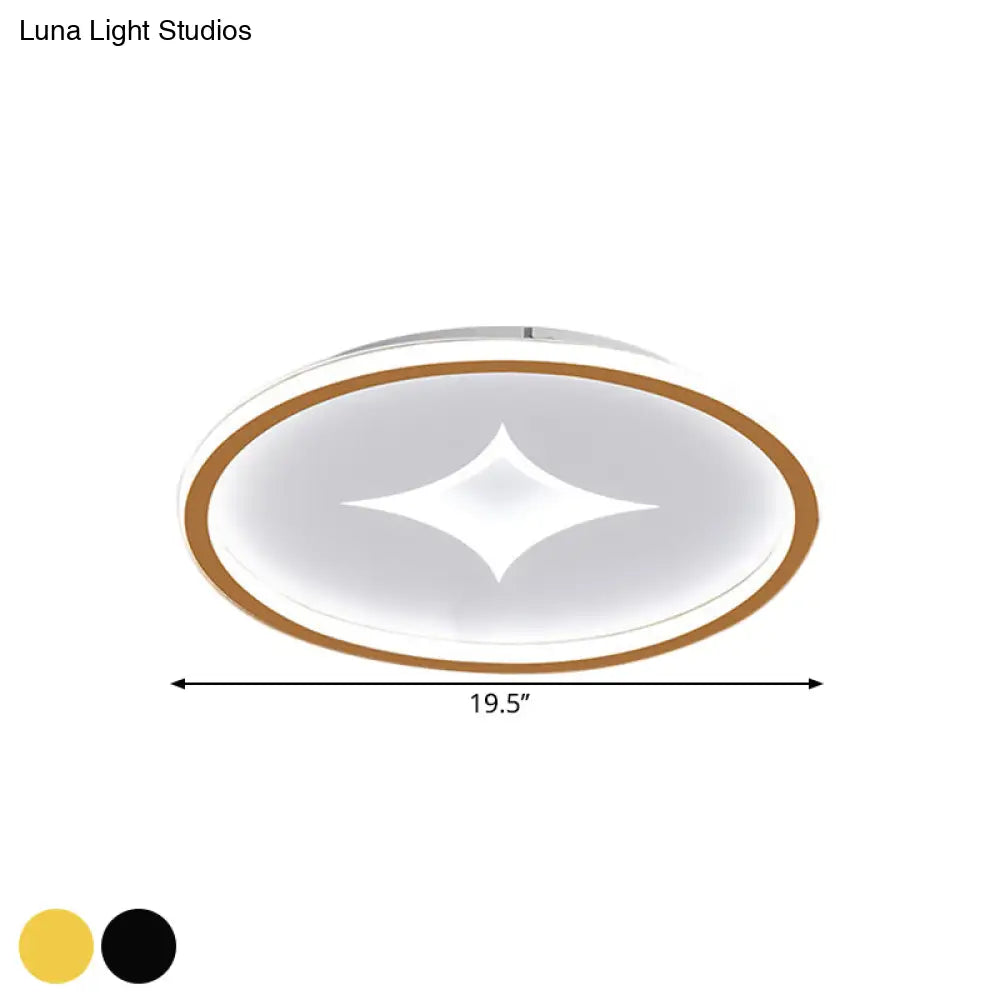 Ultra Slim Metal Led Ceiling Light In Black/Gold Warm/White - 16’/19.5’ Contemporary Flush