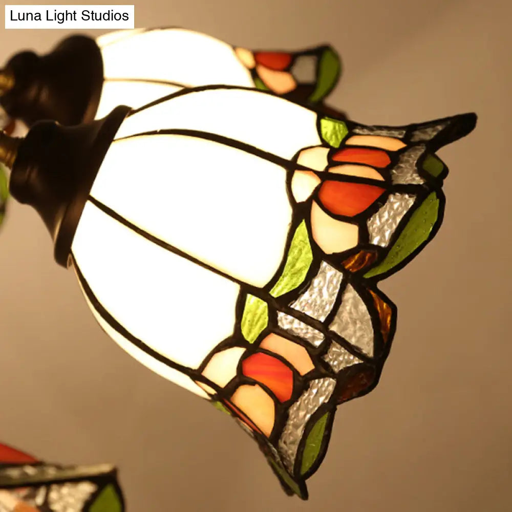 Victorian Cut Glass Flower Pendant Chandelier in Bronze for Living Room - 3/6/8 Lights