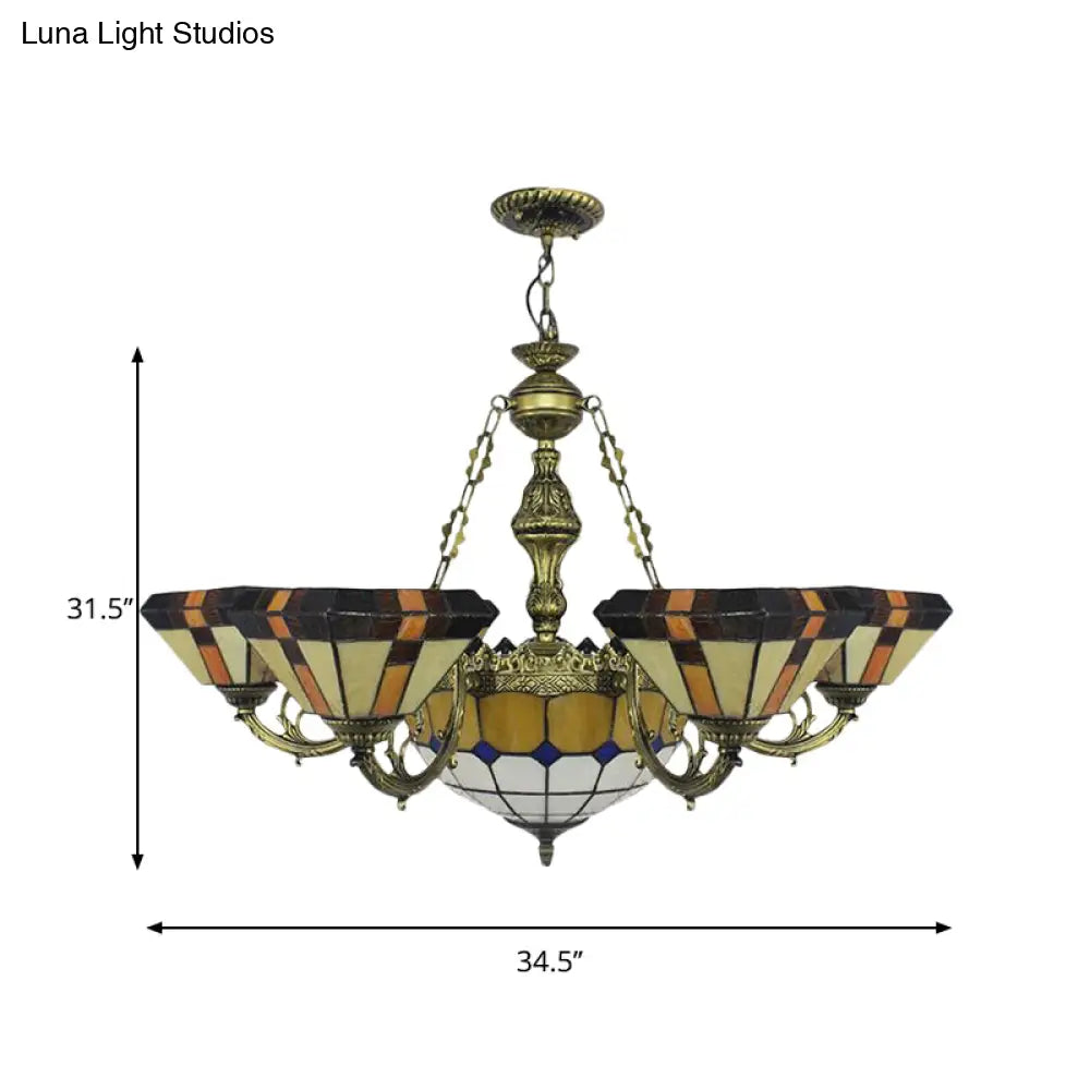 Villa Shuttlecock Chandelier: Vintage Tiffany Yellow Hanging Light