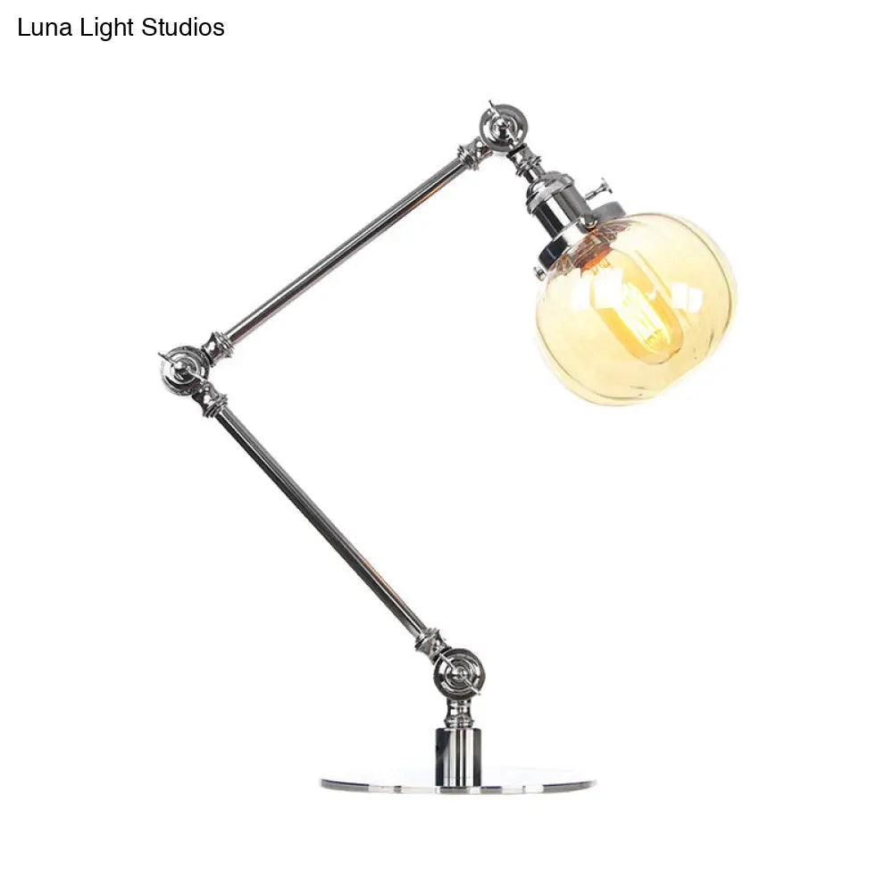 Vintage Amber/Clear Glass Table Lamp With Global Styling For Bedroom 1-Light Black/Bronze Finish