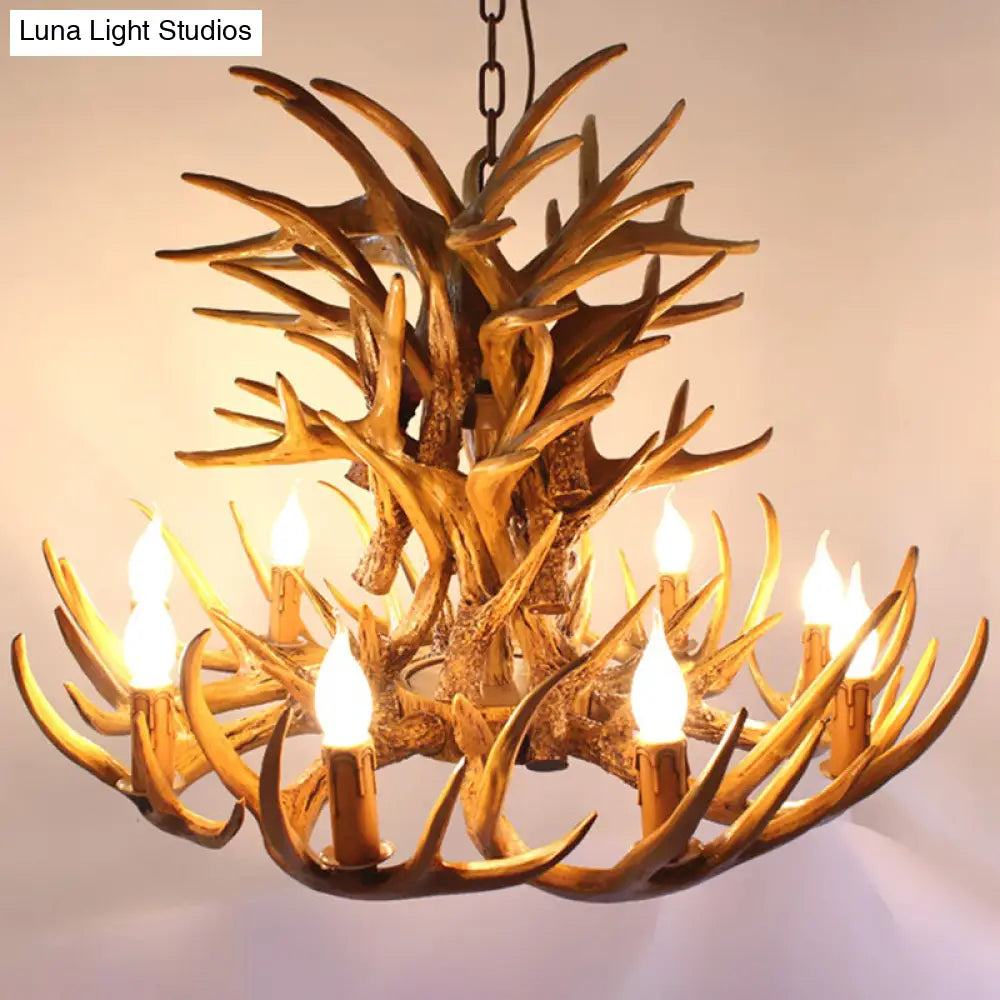Vintage Antler Chandelier Pendant Light - Resin Hanging For Living Room