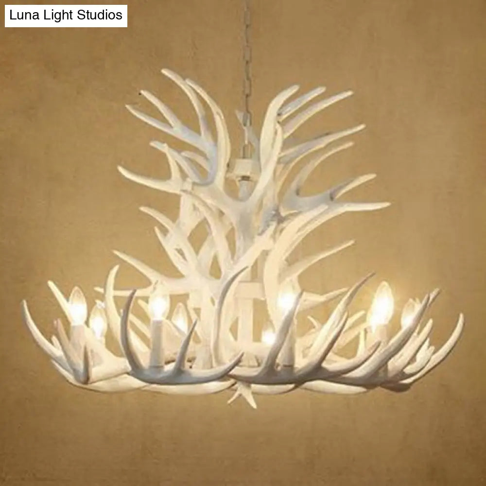 Vintage Antler Chandelier Pendant Light - Resin Hanging For Living Room