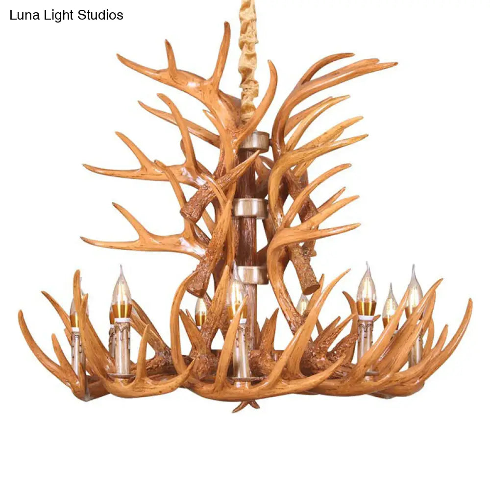 Vintage Antler Chandelier Pendant Light - Resin Hanging For Living Room