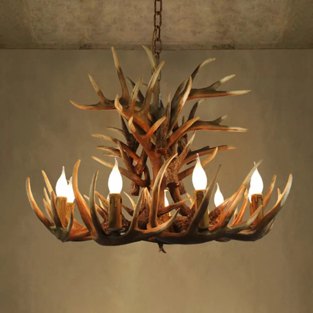 Vintage Antler Chandelier Pendant Light - Resin Hanging For Living Room Brown