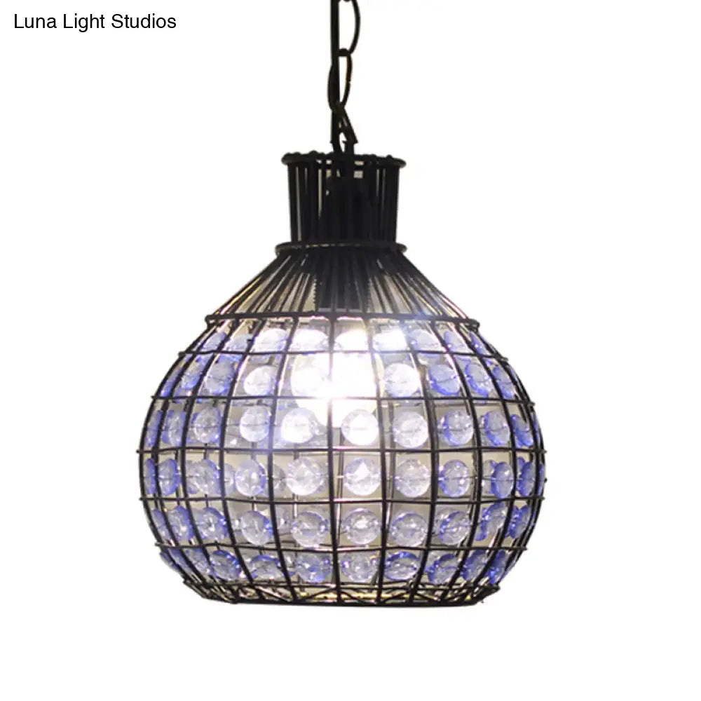 Vintage Ball Metal Pendant Fixture In Red/Green/Purple For Restaurant - Head Suspension Ceiling Hang