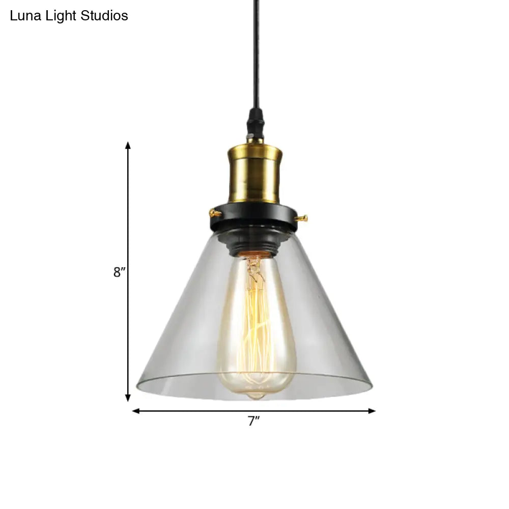 Vintage Clear Glass Hanging Ceiling Light With Brass Finish Ideal For Living Room Décor
