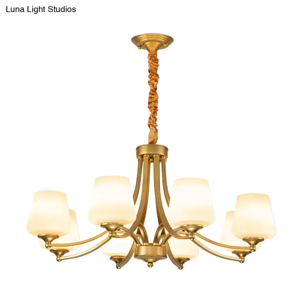 Vintage Cream Glass Chandelier Pendant Light - Elegant Hanging For Living Room