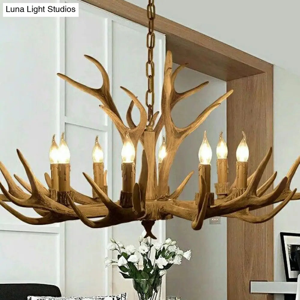 Vintage Deer Horn Resin Chandelier Pendant Light - Stylish Dining Room Hanging Lighting