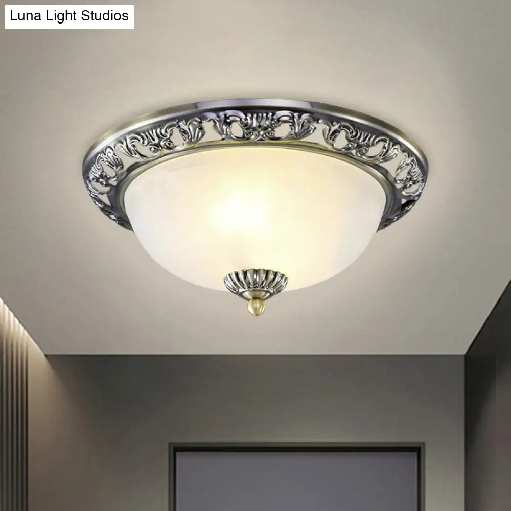 Vintage Dome Glass Flush Mount Ceiling Light Fixture - 2 Bulbs Brass/Bronze/Copper Finish