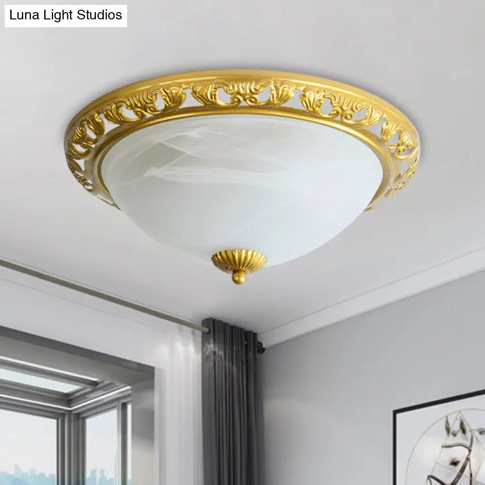 Vintage Dome Glass Flush Mount Ceiling Light Fixture - 2 Bulbs Brass/Bronze/Copper Finish