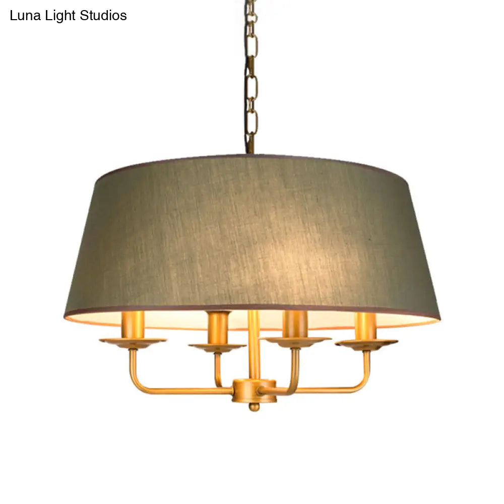Vintage Fabric Pendant Chandelier - Elegant 4-Head Empire Shade Hanging Light For Bedroom