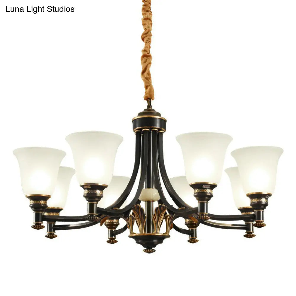 Vintage Flared Shade Chandelier Pendant Light With Cream Glass Ideal For Living Room And Hanging In
