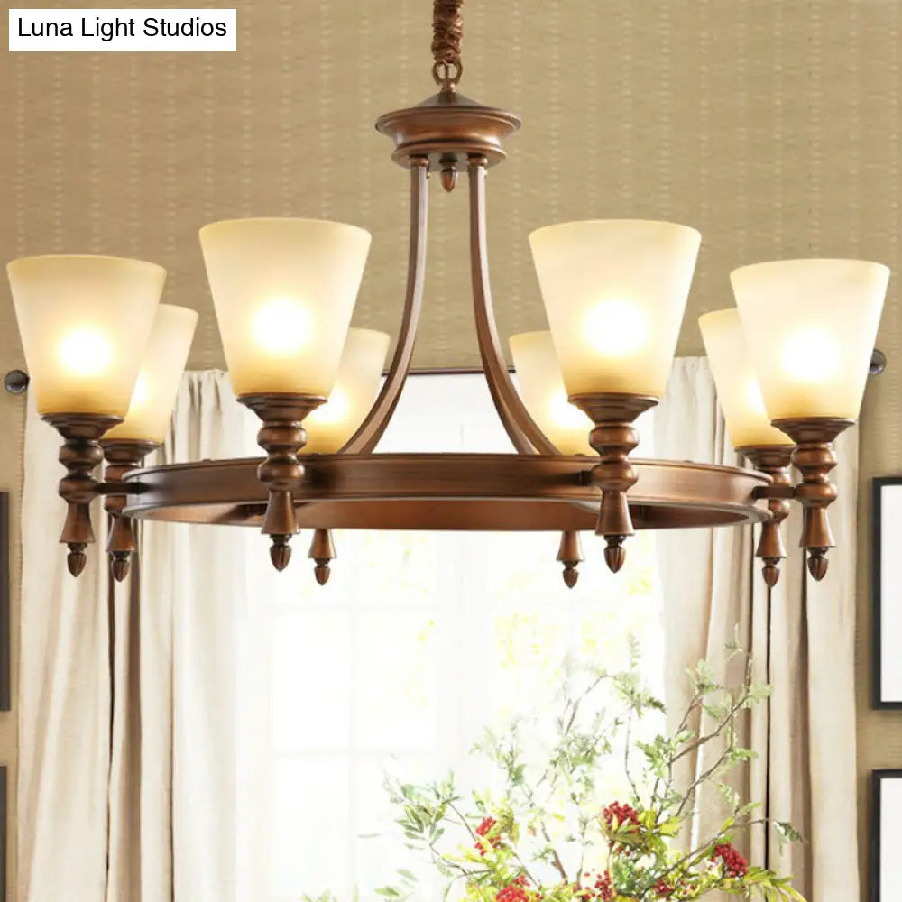 Vintage Frost Glass Coffee Chandelier - Stylish Pendant Light For Living Room