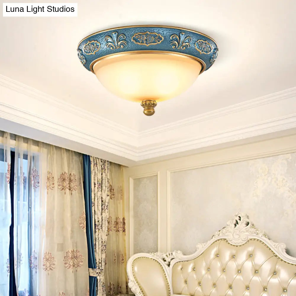 Vintage Frosted Glass Dome Flush - Mount Bedroom Ceiling Light