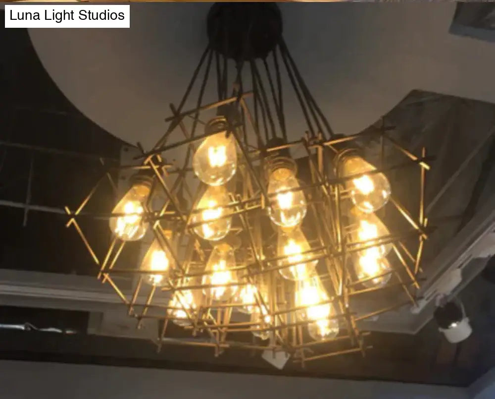 Vintage Iron Frame Chandelier Edison Bulb E27 Holder Loft Restaurant Bar Cafe Living Room Retro