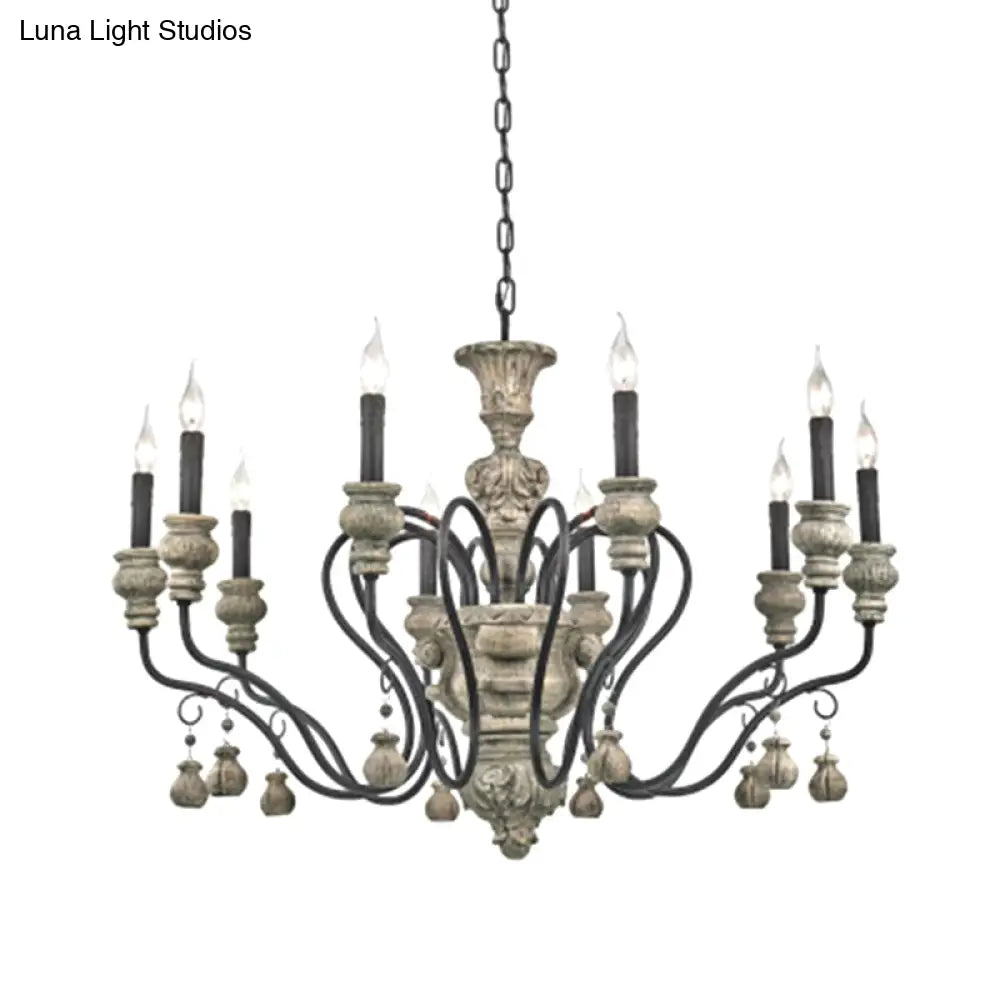 Vintage Metal Grey Chandelier Pendant Light: Elegant Restaurant Hanging Lighting