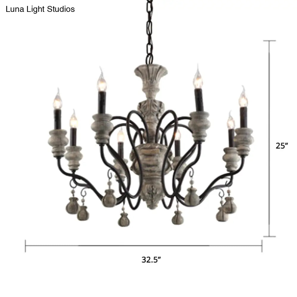 Vintage Metal Grey Chandelier Pendant Light: Elegant Restaurant Hanging Lighting