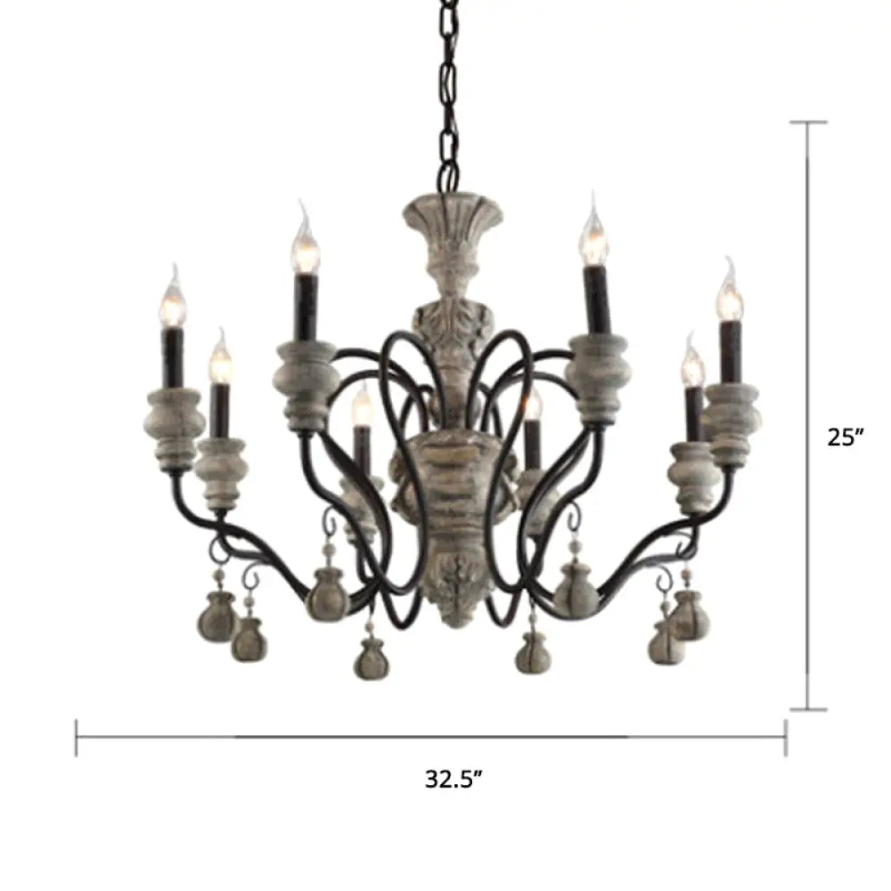 Vintage Metal Grey Chandelier Pendant Light: Elegant Restaurant Hanging Lighting 8 /