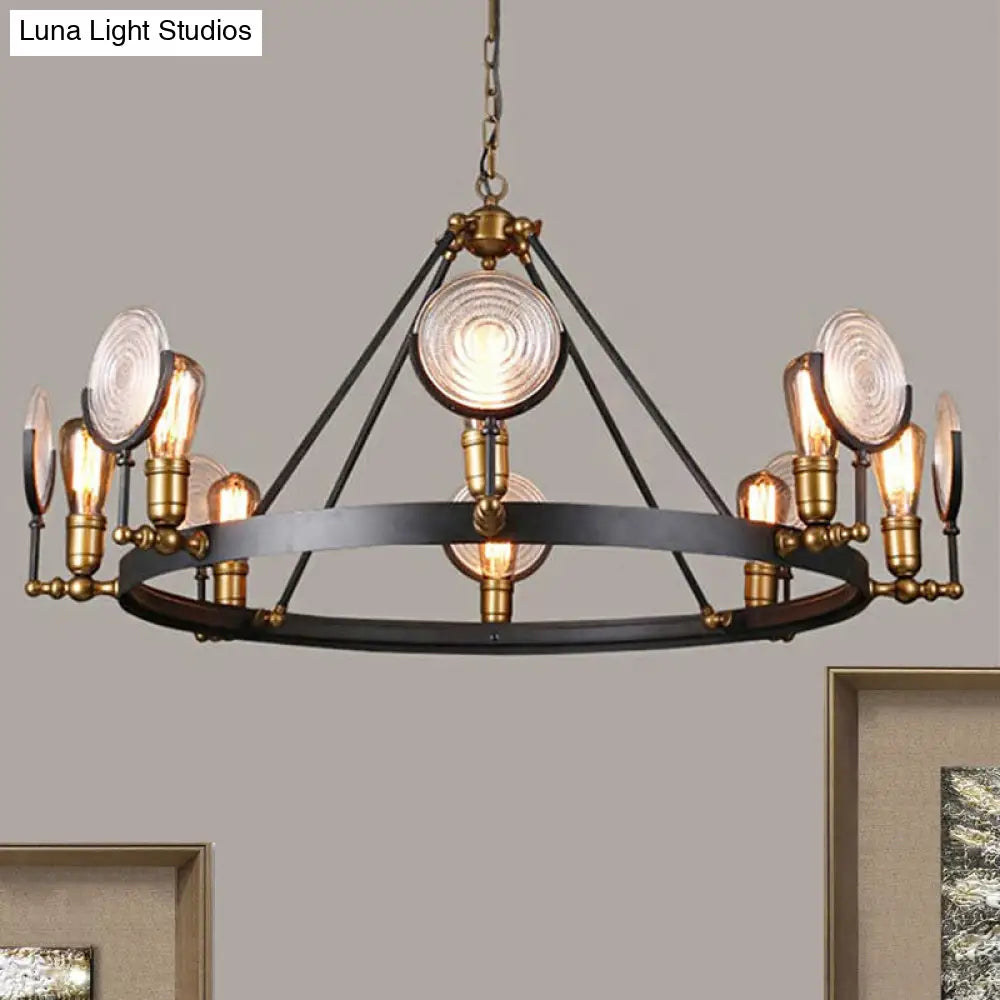 Vintage Metal Suspension Light In Brass Finish - Ring Pendant For Bedroom Lighting