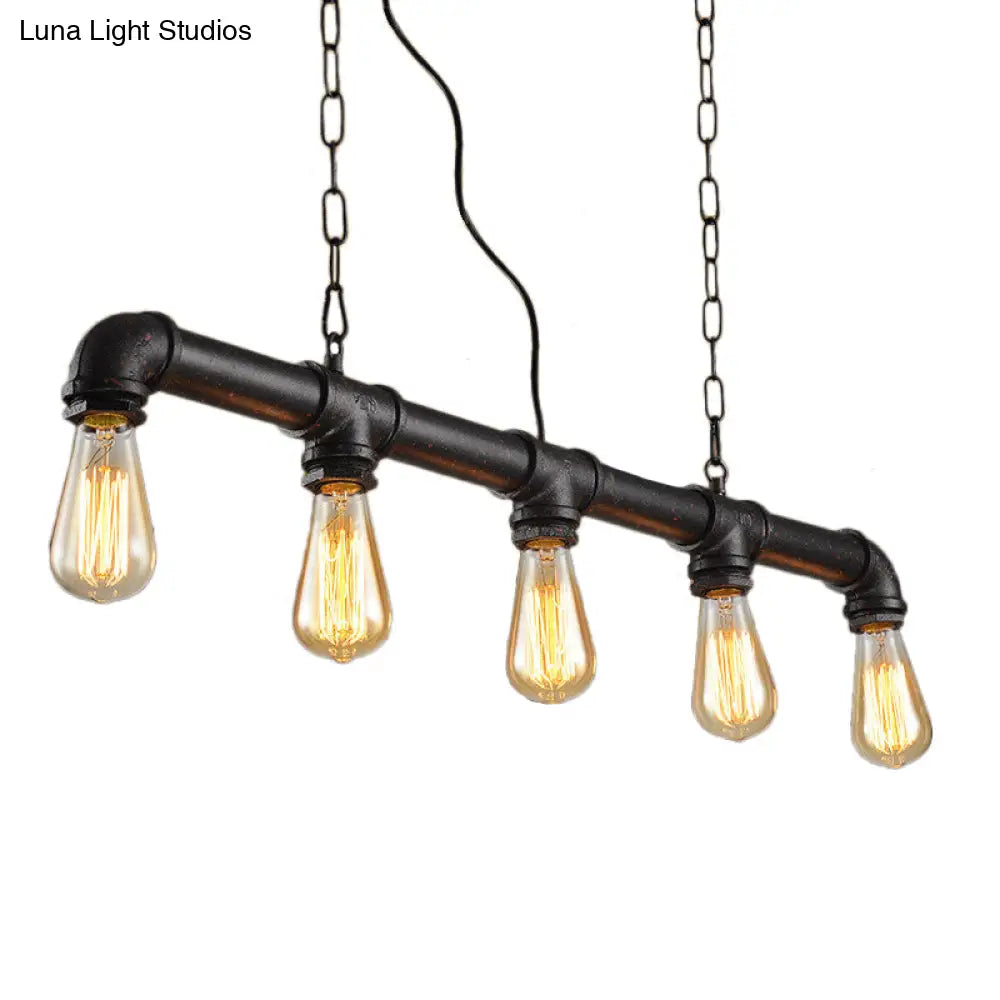 Vintage Metallic 5-Light Indoor Island Lighting With Weathered Copper Finish - Expose Bulb Pendant