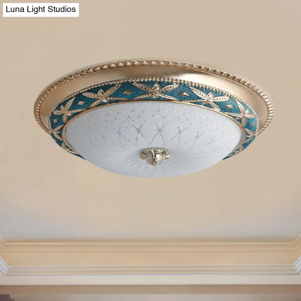 Vintage Opal Glass Bowl Shade Foyer Ceiling Lighting Sky Blue/Green Led Flush Mounted Light Fixture