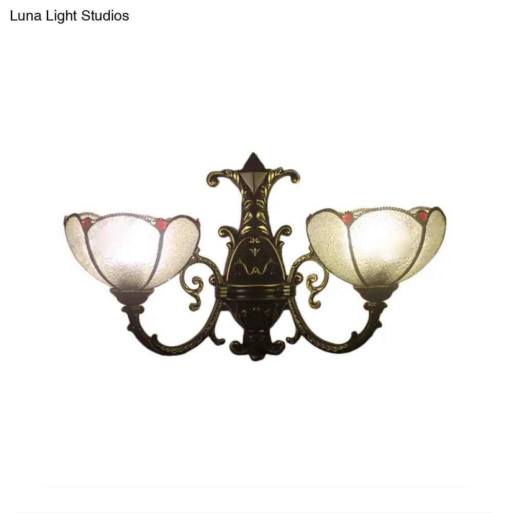 Vintage Stained Glass Wall Light In Antique Bronze For Bedroom