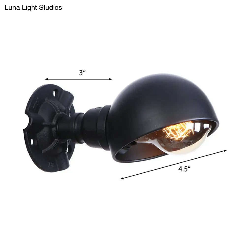 Vintage Style Black Wall Sconce With Metal Bowl Shade - Perfect For Stairways And More!