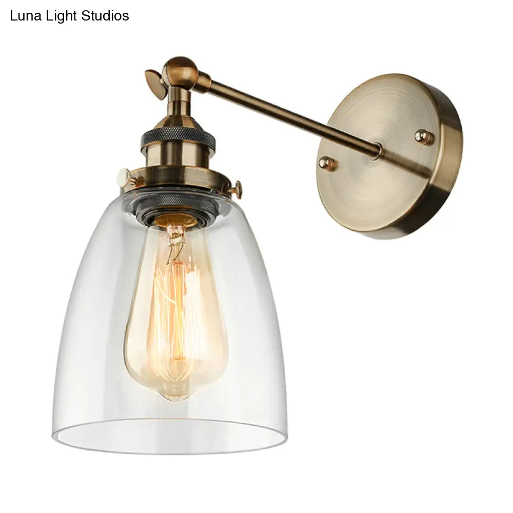 Vintage Style Bronze/Brass/Copper Sconce Light With Clear Glass Shade - Ideal For Living Room