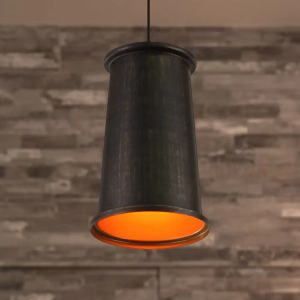 Vintage Style Pendant Light With Metal Shade | 1 Bulb Suspension Lighting For Dining Room In