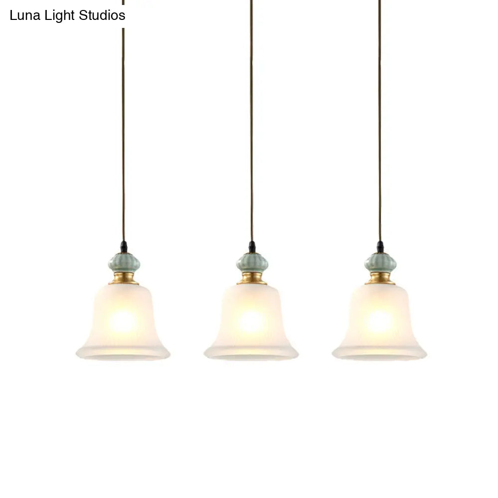 Vintage White Glass Cluster Pendant Light With Ceramic Cap For Dining Room Décor