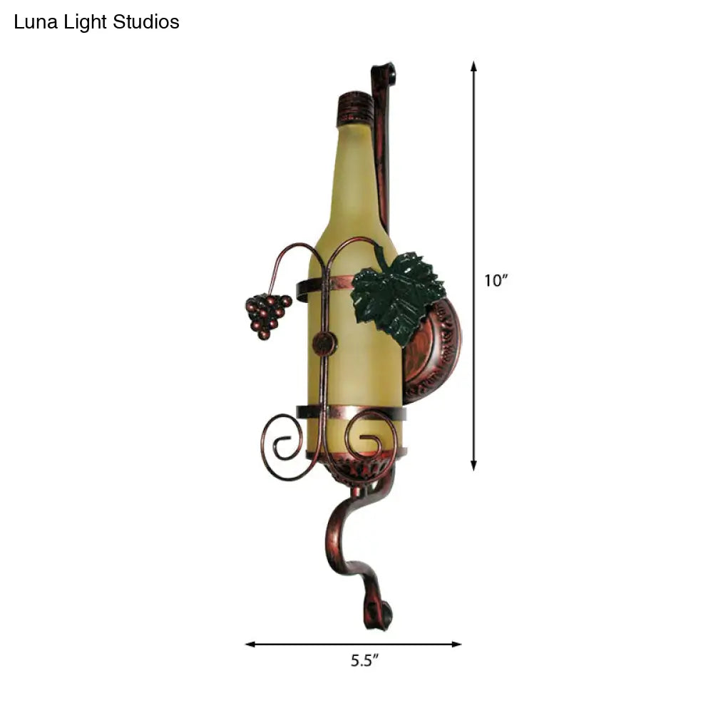 Vintage Wine Bottle Wall Sconce Light In Yellow For Dining Room