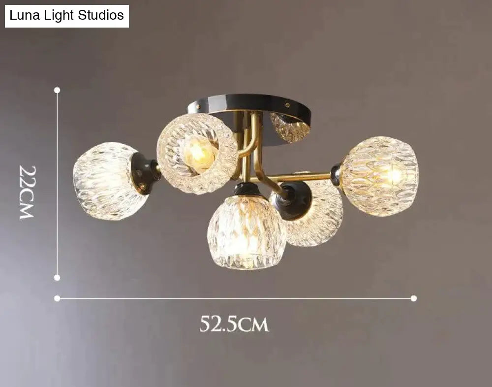 Warm All-Copper Master Bedroom Ceiling Lamp 5 Heads / No Light Source