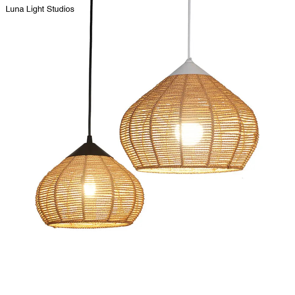 Waterdrop Pendant Light With Minimalist Design And Hemp Rope - Ideal For Bedside Lighting