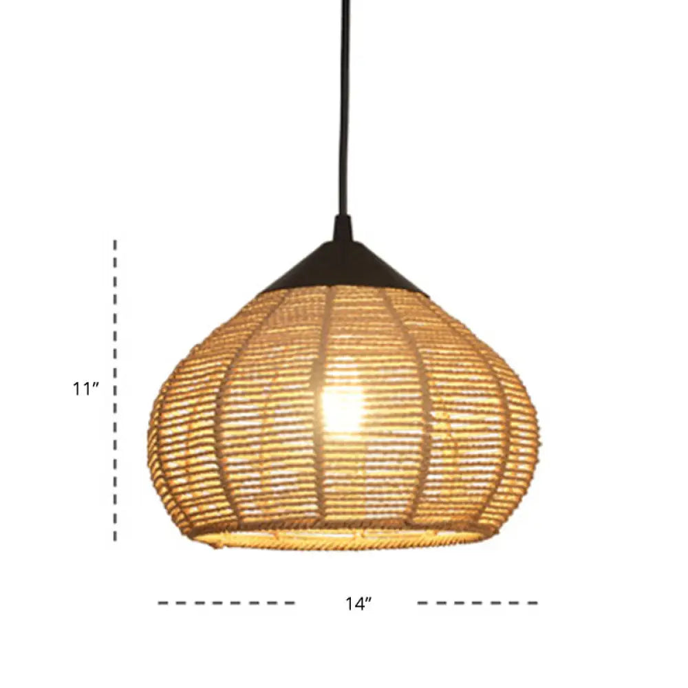 Waterdrop Pendant Light With Minimalist Design And Hemp Rope - Ideal For Bedside Lighting Black / 14