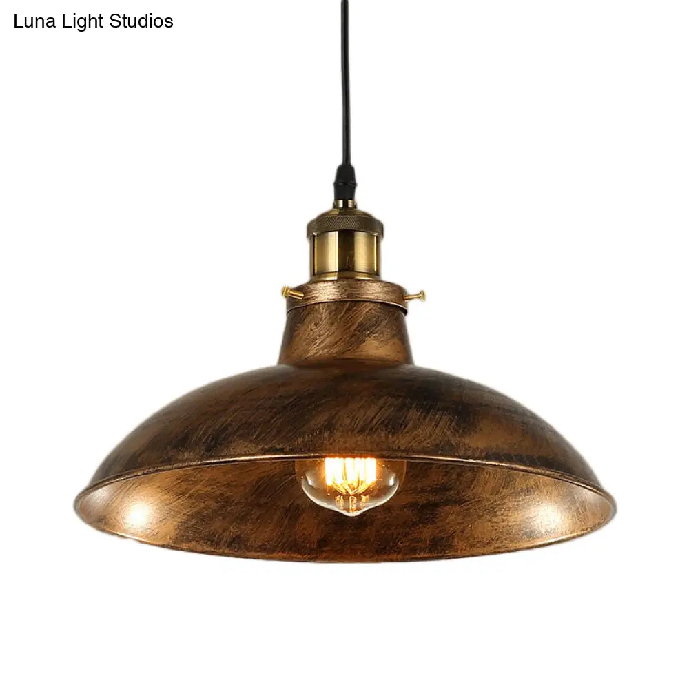 Wrought Iron Dome Industrial Ceiling Fixture Pendant Lighting - 12’/14’ Diameter 1 Light