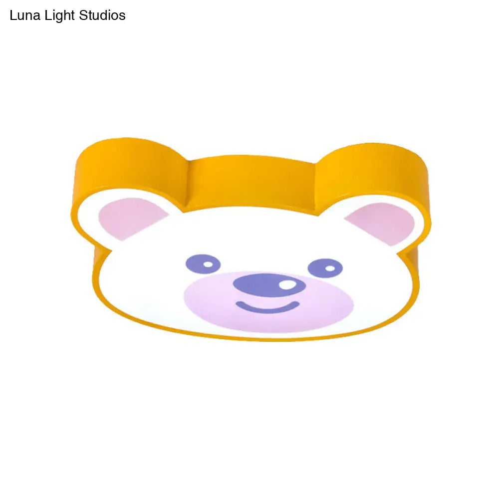 Yellow Bear - Shaped Ceiling Light For Girls’ Room - Acrylic Flush Mount
