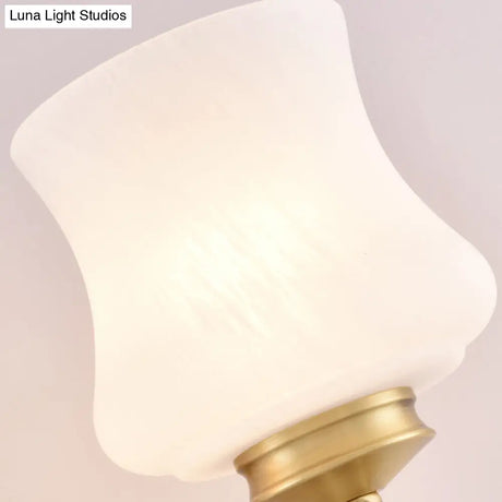 1/2-Head Vintage Brass Wall Mount Sconce Lamp With White Glass Bell Shade Retro Lighting For Living