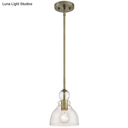 1-Bulb Industrial Gourd Shaped Pendant Light Fixture With Seeded Glass - Perfect For Diner Bar