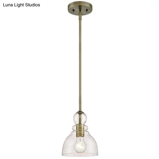 1-Bulb Industrial Gourd Shaped Pendant Light Fixture With Seeded Glass - Perfect For Diner Bar