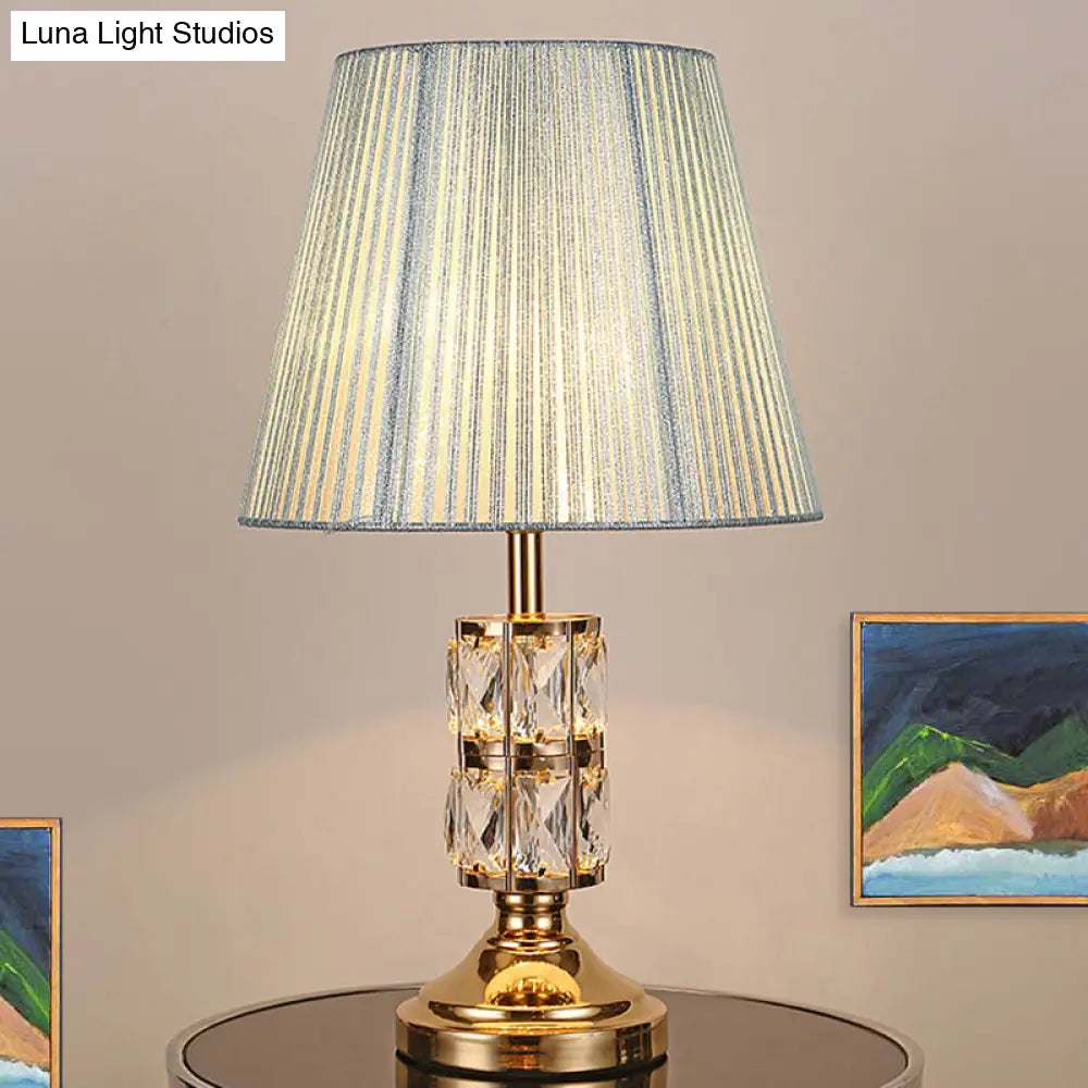 1 Bulb Modern Gold Table Lamp With Wide Flare Shade - Perfect For Dining Room Or Desk