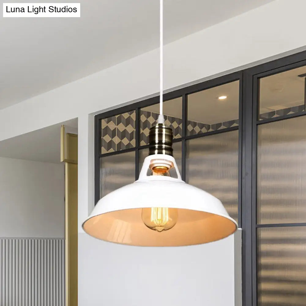 1-Head Barn Pendant Lighting Industrial Style Available In Black/White 10.5/12/15 Inch Diameter
