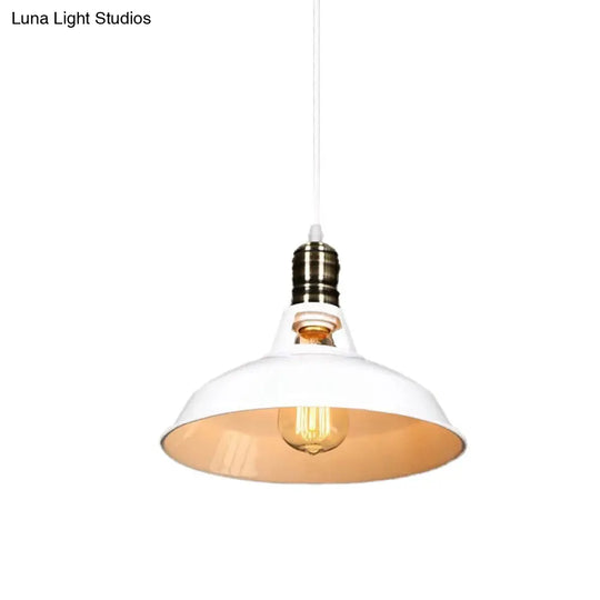 1-Head Barn Pendant Lighting Industrial Style Available In Black/White 10.5/12/15 Inch Diameter